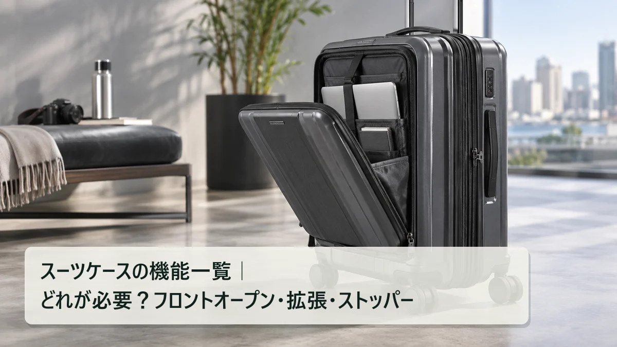 スーツケースの機能一覧｜どれが必要？フロントオープン・拡張・ストッパー｜買いボーダー